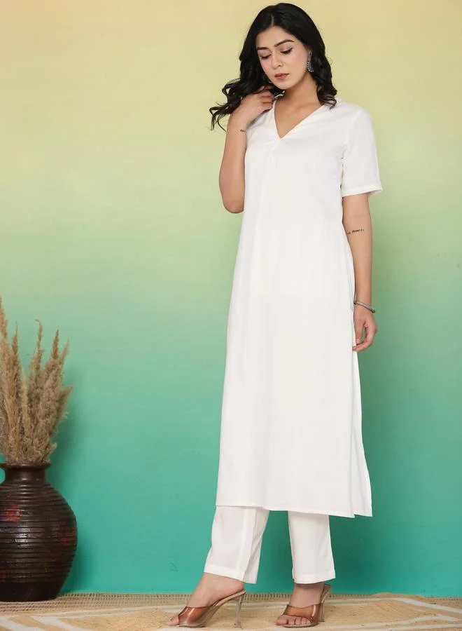 Kasya  White Summer Viscose Co-Ord Set for Women | Best Price UAE